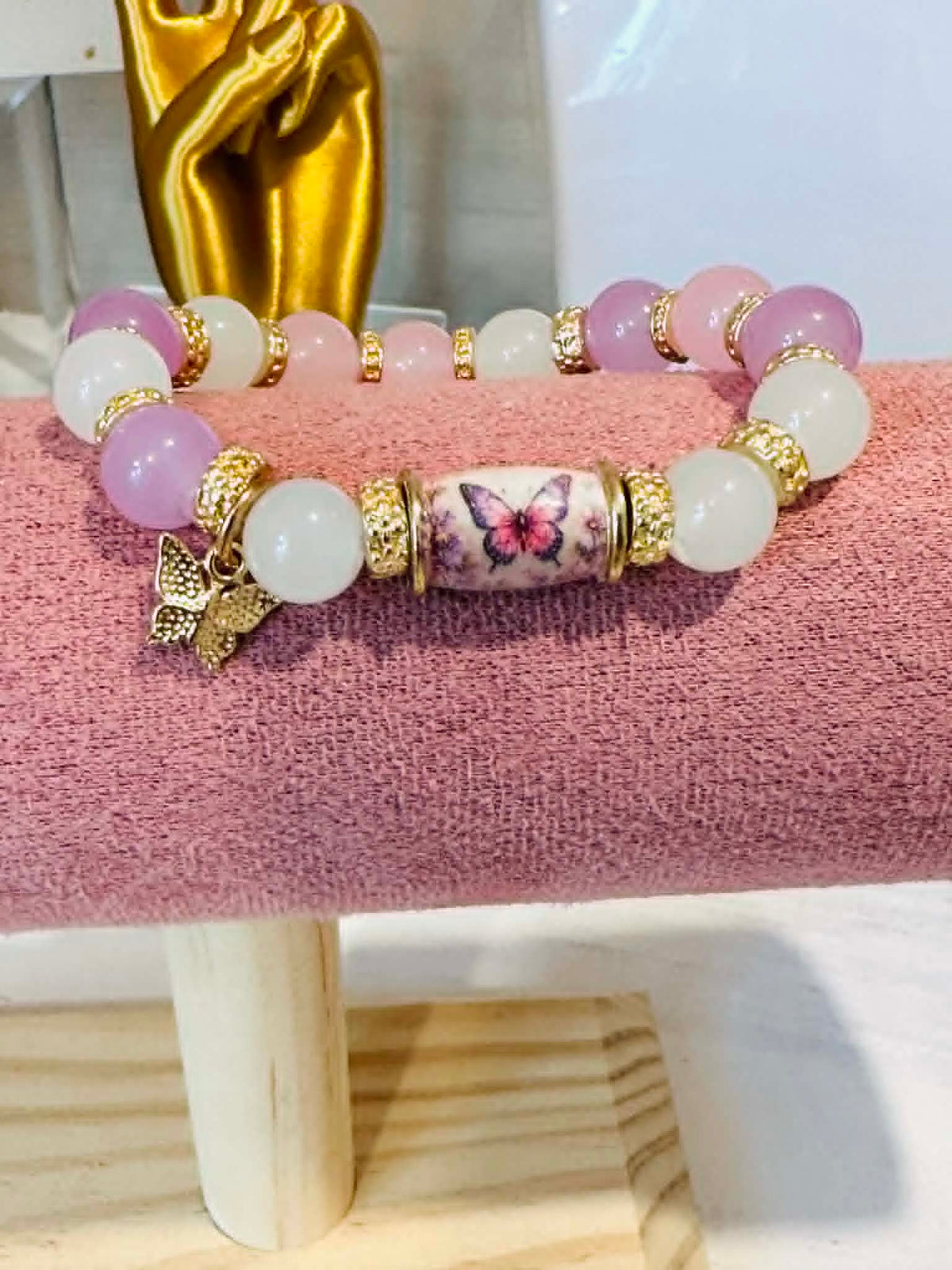 Butterfly Crystal Bead Bracelet