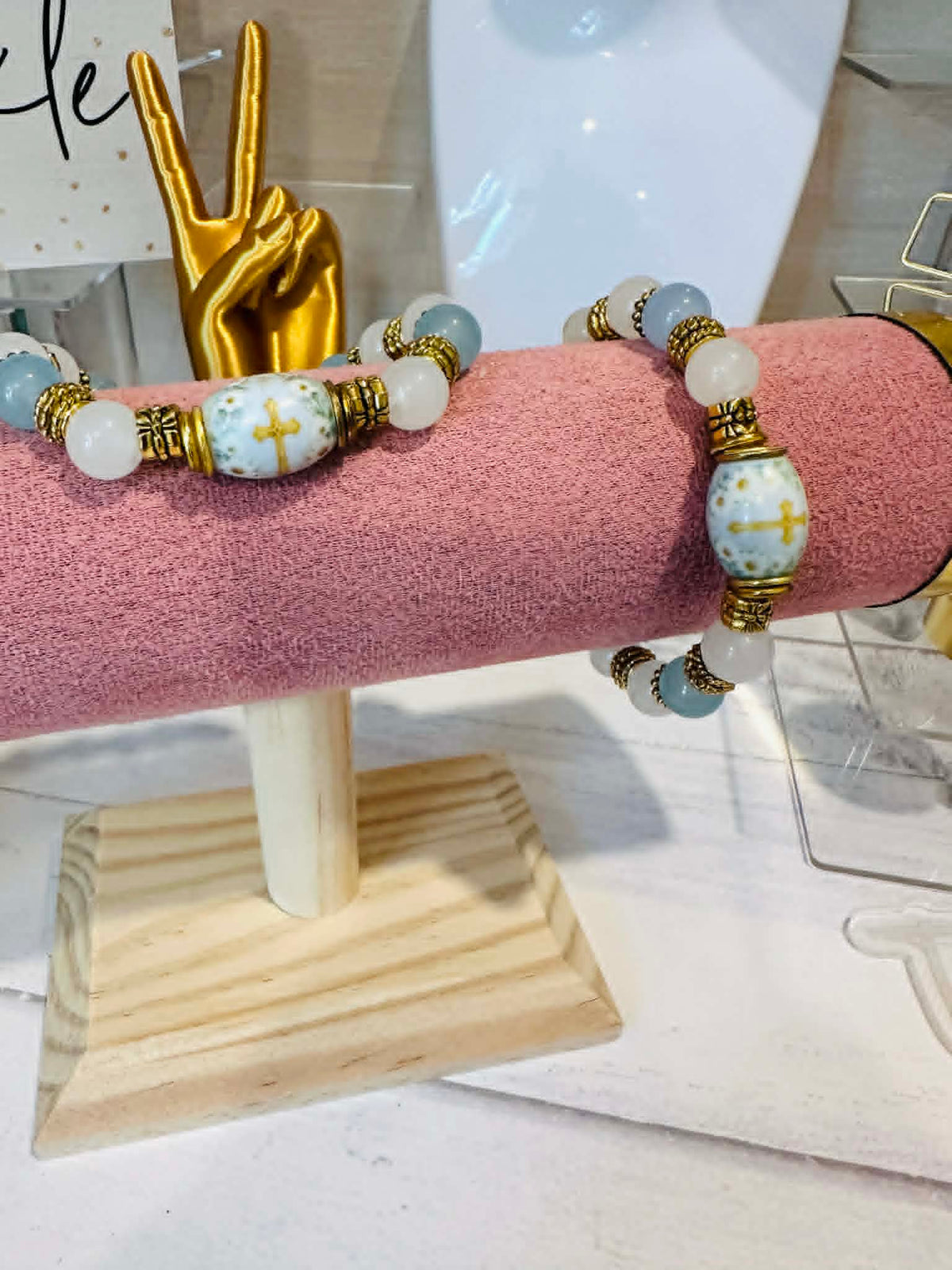 Cross Crystal Bead Bracelet