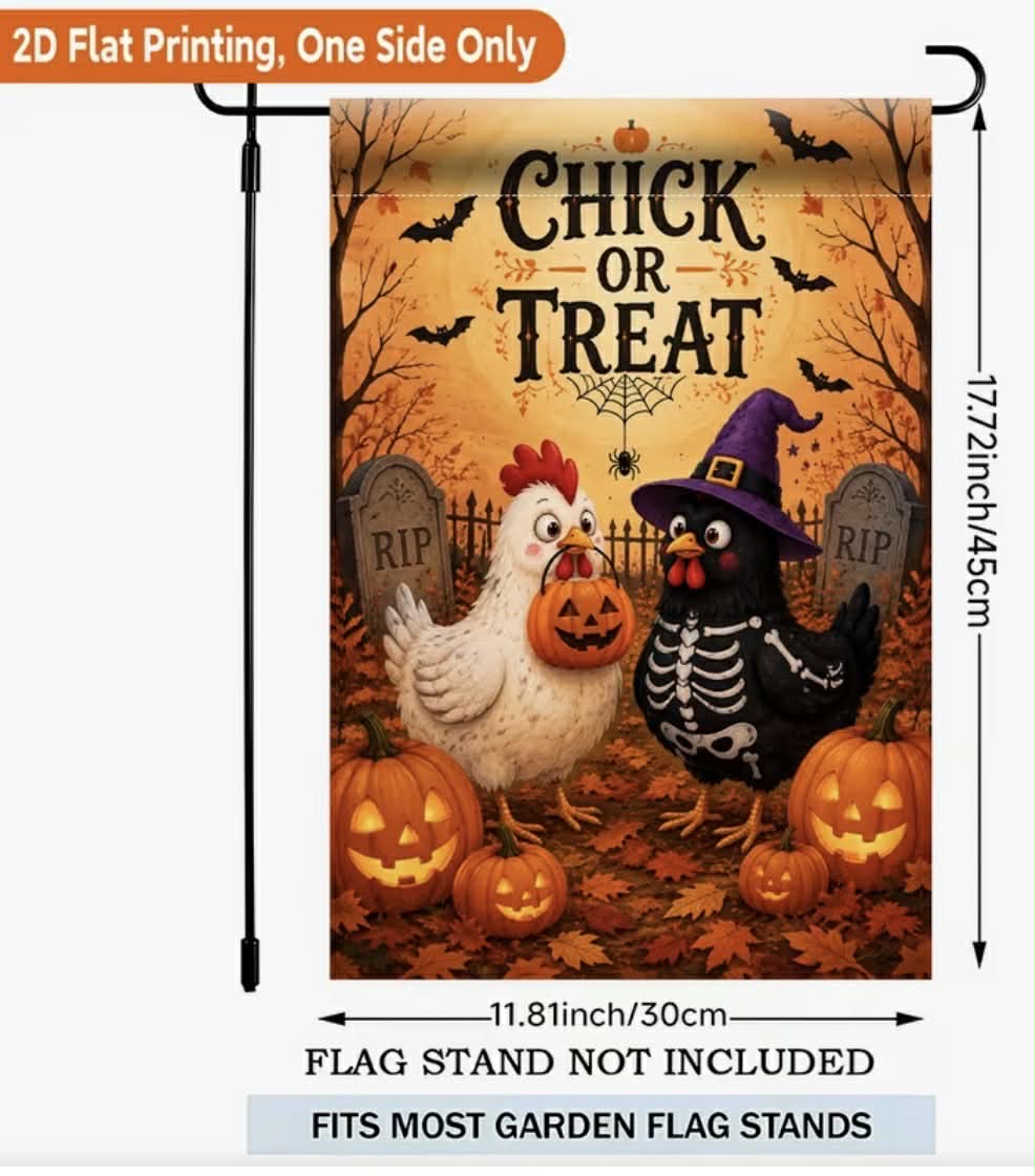 Chick or Treat Halloween Garden Flag