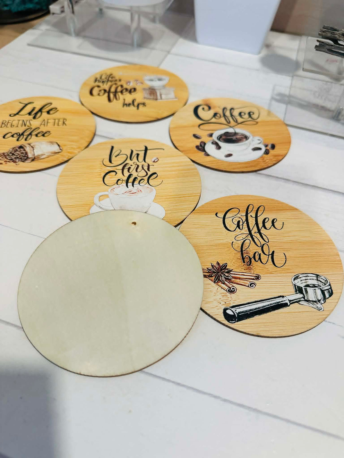 Coffee Themed Wooden Coasters