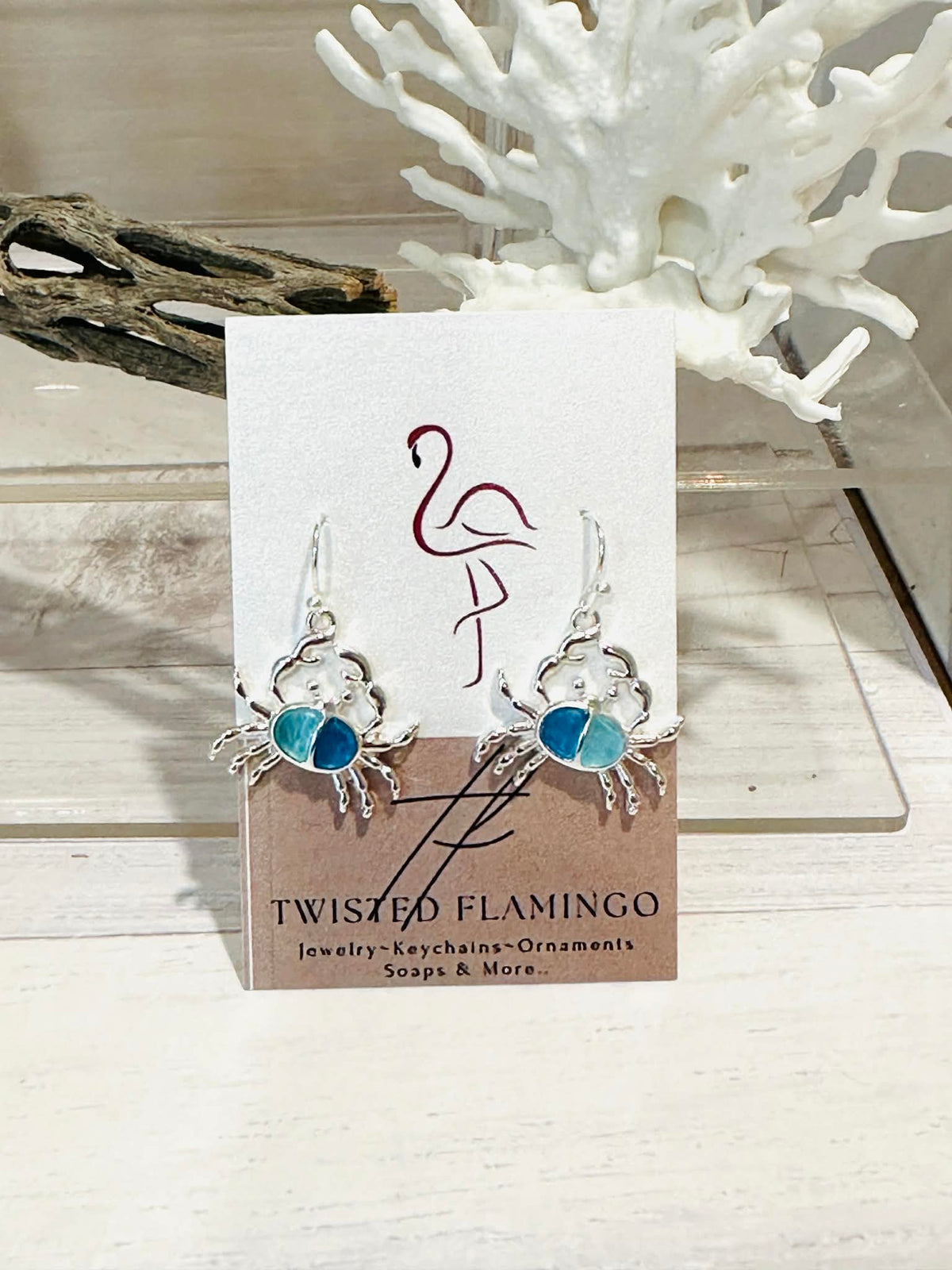 Seaglass Crab Earrings