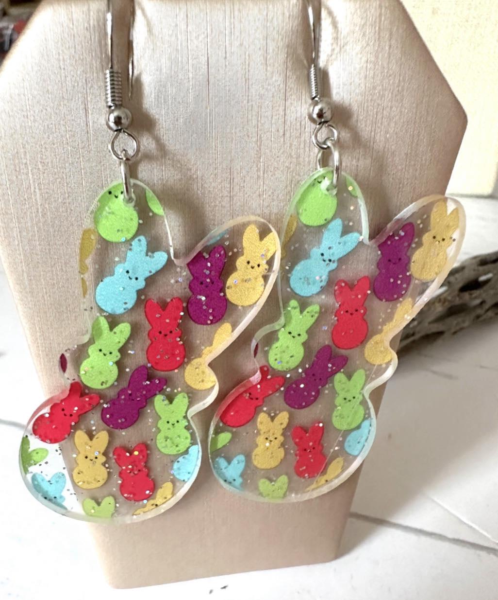 Acrylic Bunny Peep Earrings