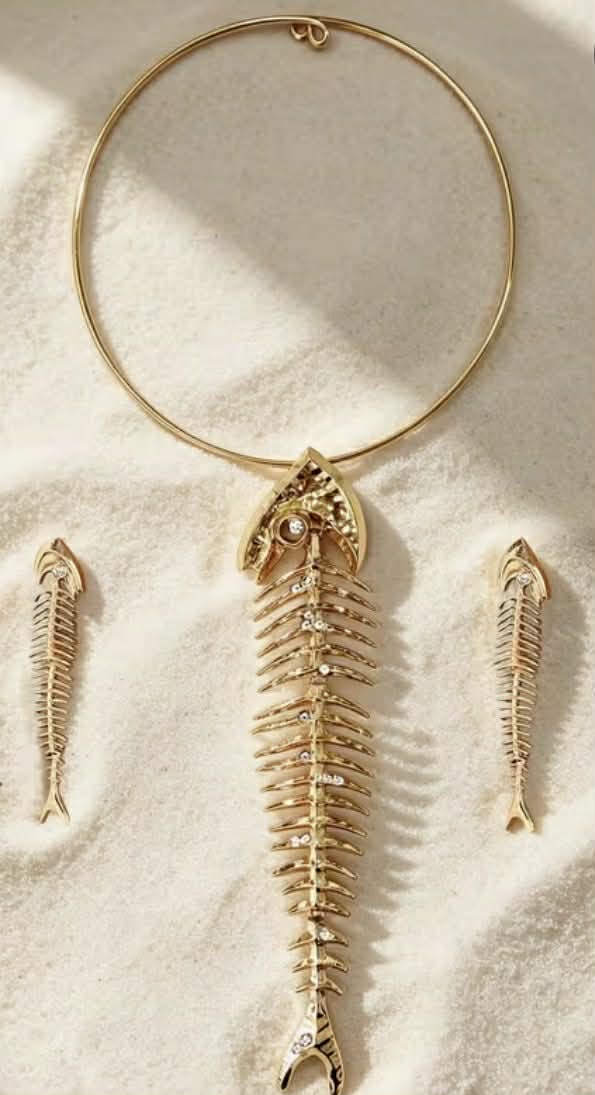 3 pc Fish Bone Jewelry Set