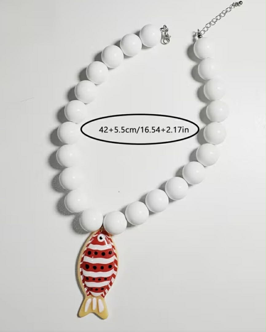 Bubble Beaded Fish Necklace
