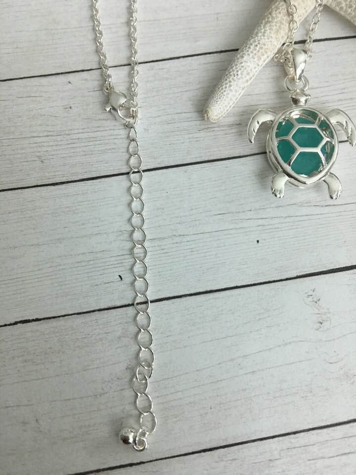 Sea Glass Sea Turtle Necklace