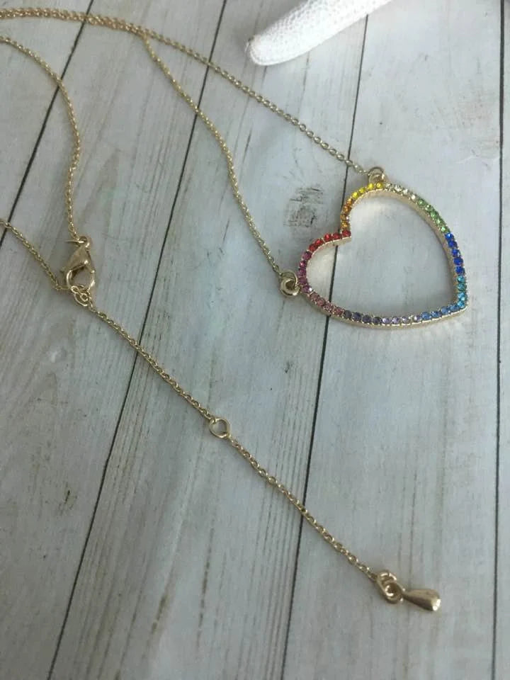 Rainbow Heart Shaped Necklace
