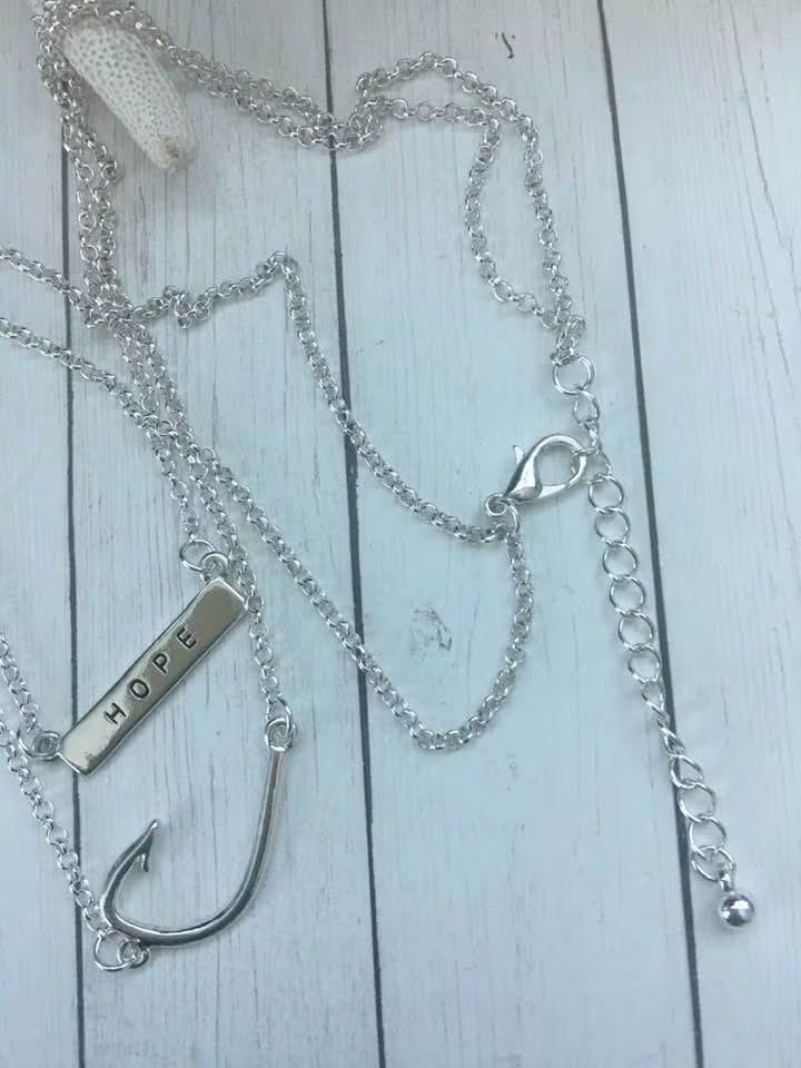 Double Strand Hope Fish Hook Necklace