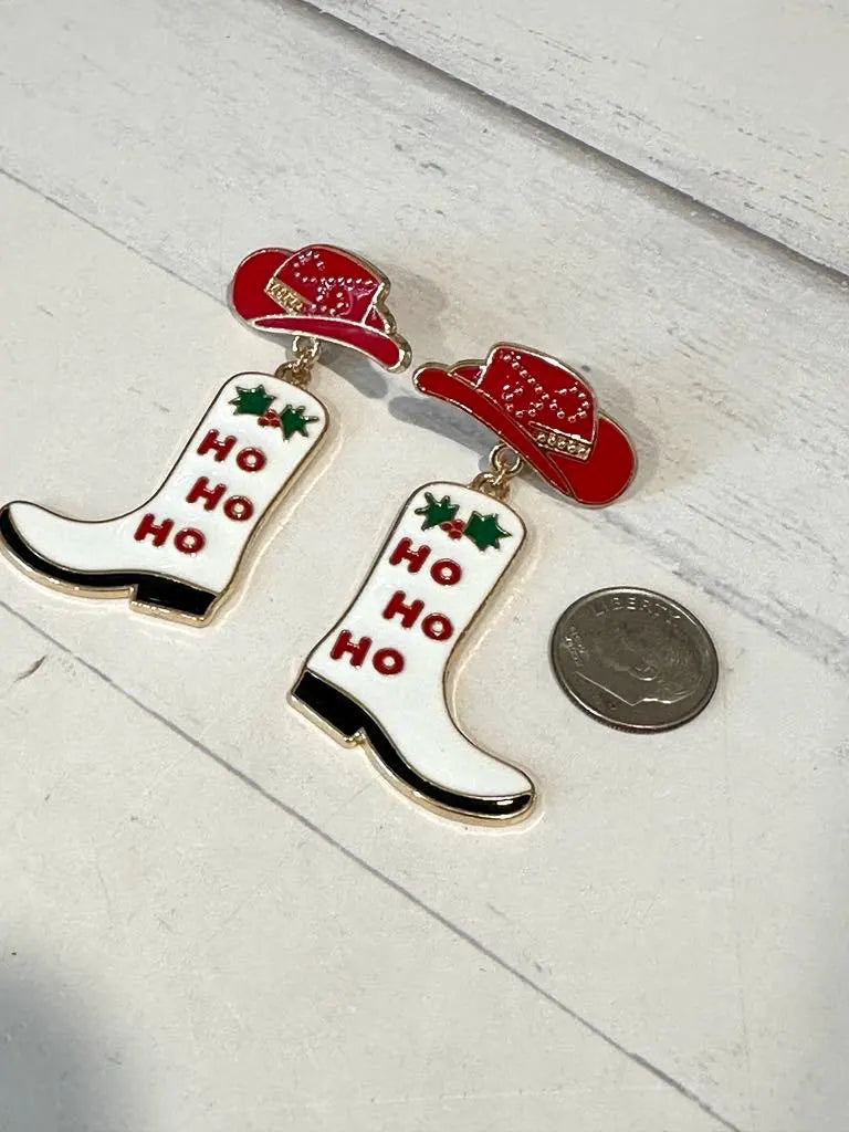 Christmas Cowboy Boot Earrings