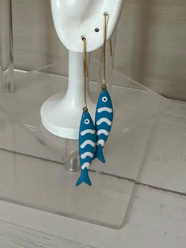 Gold Enamel Fish Earrings