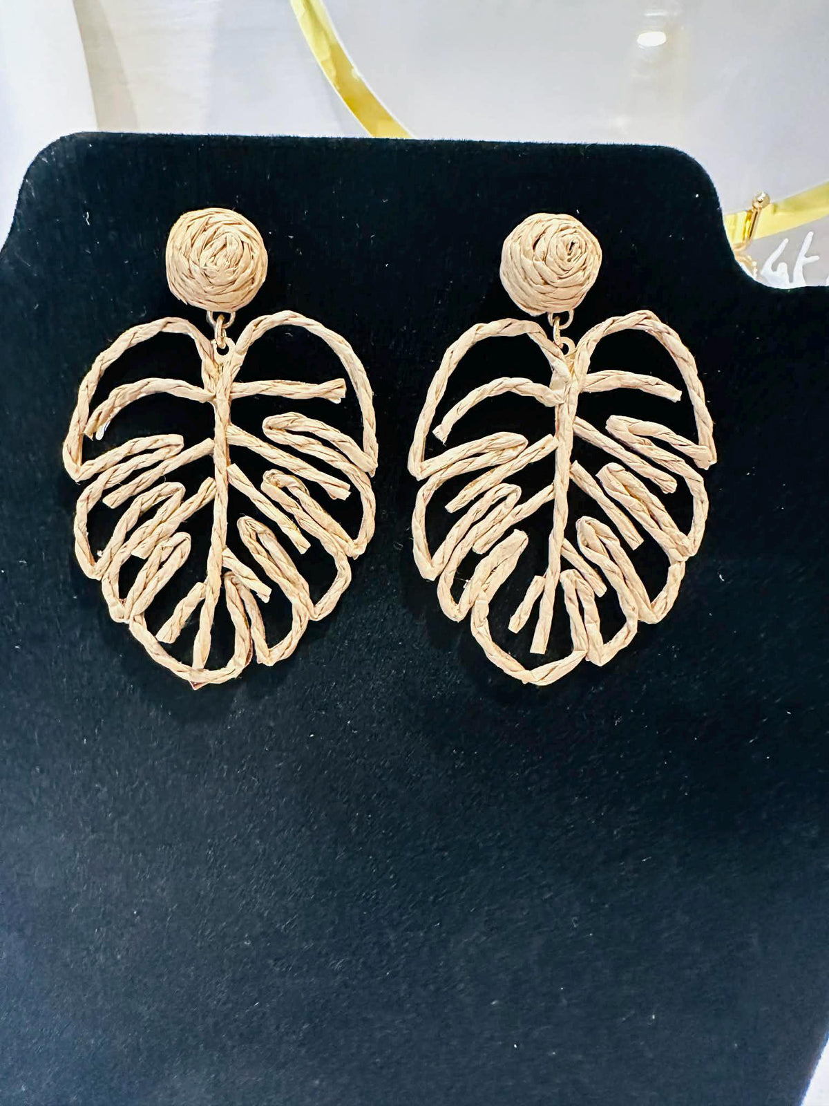 Rattan Monstera Earrings