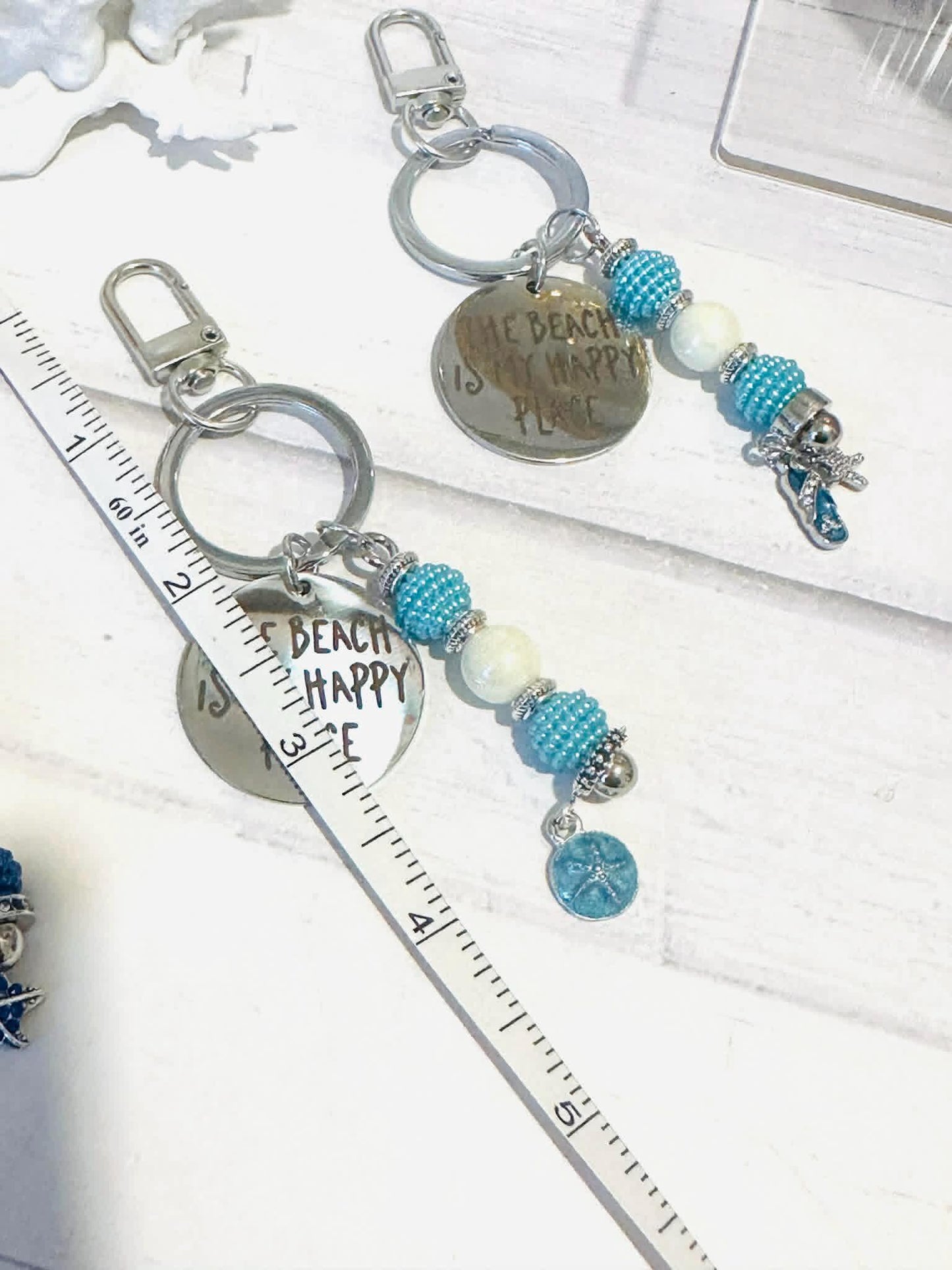 The Beach is My Happy Place Keychains