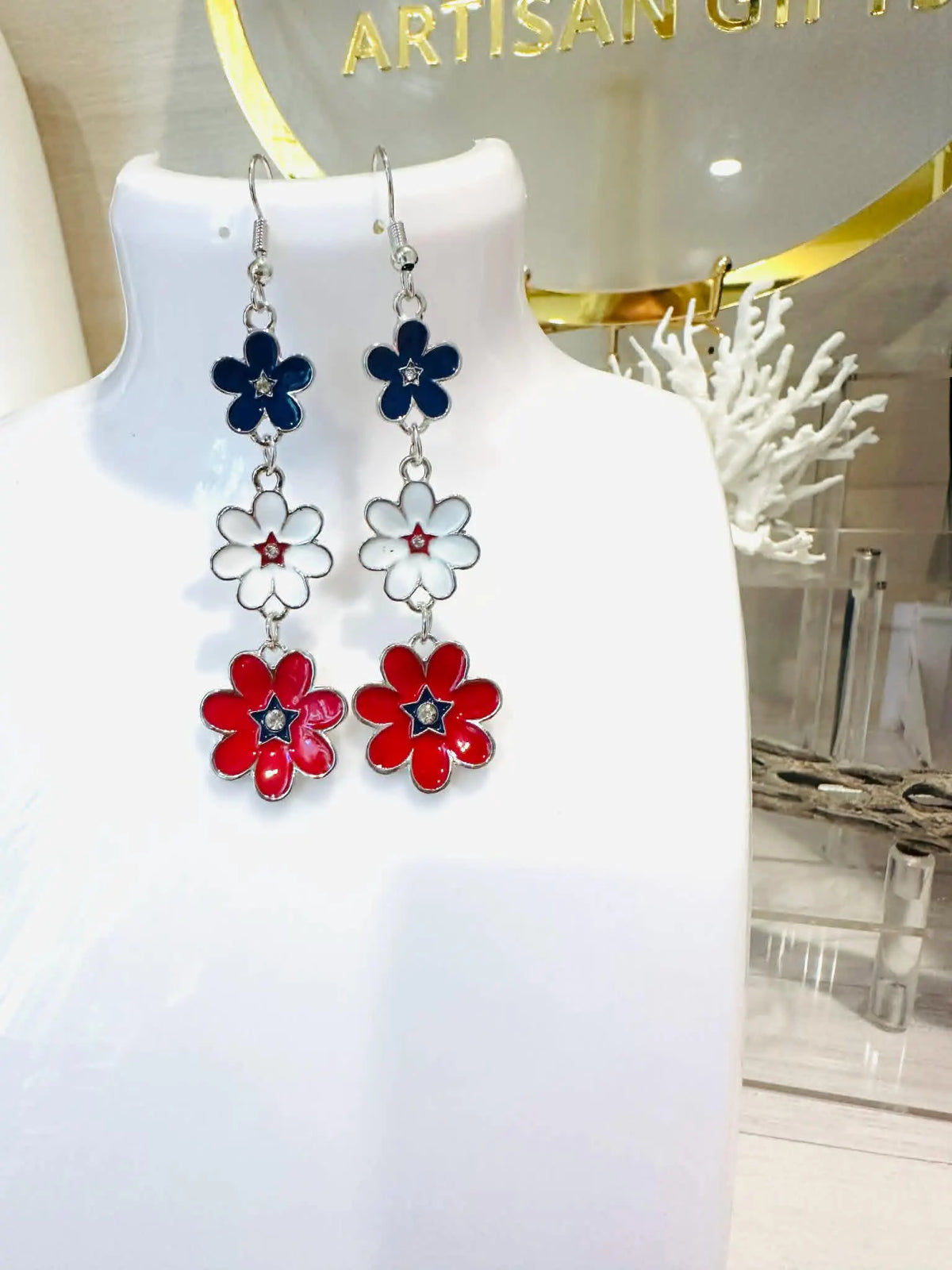Patriotic Flower Earrings