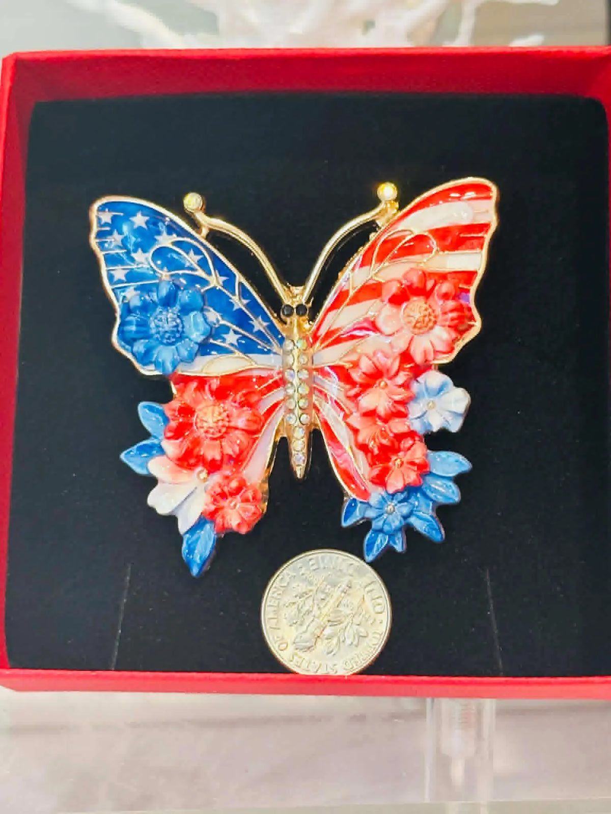Patriotic Butterfly Brooch