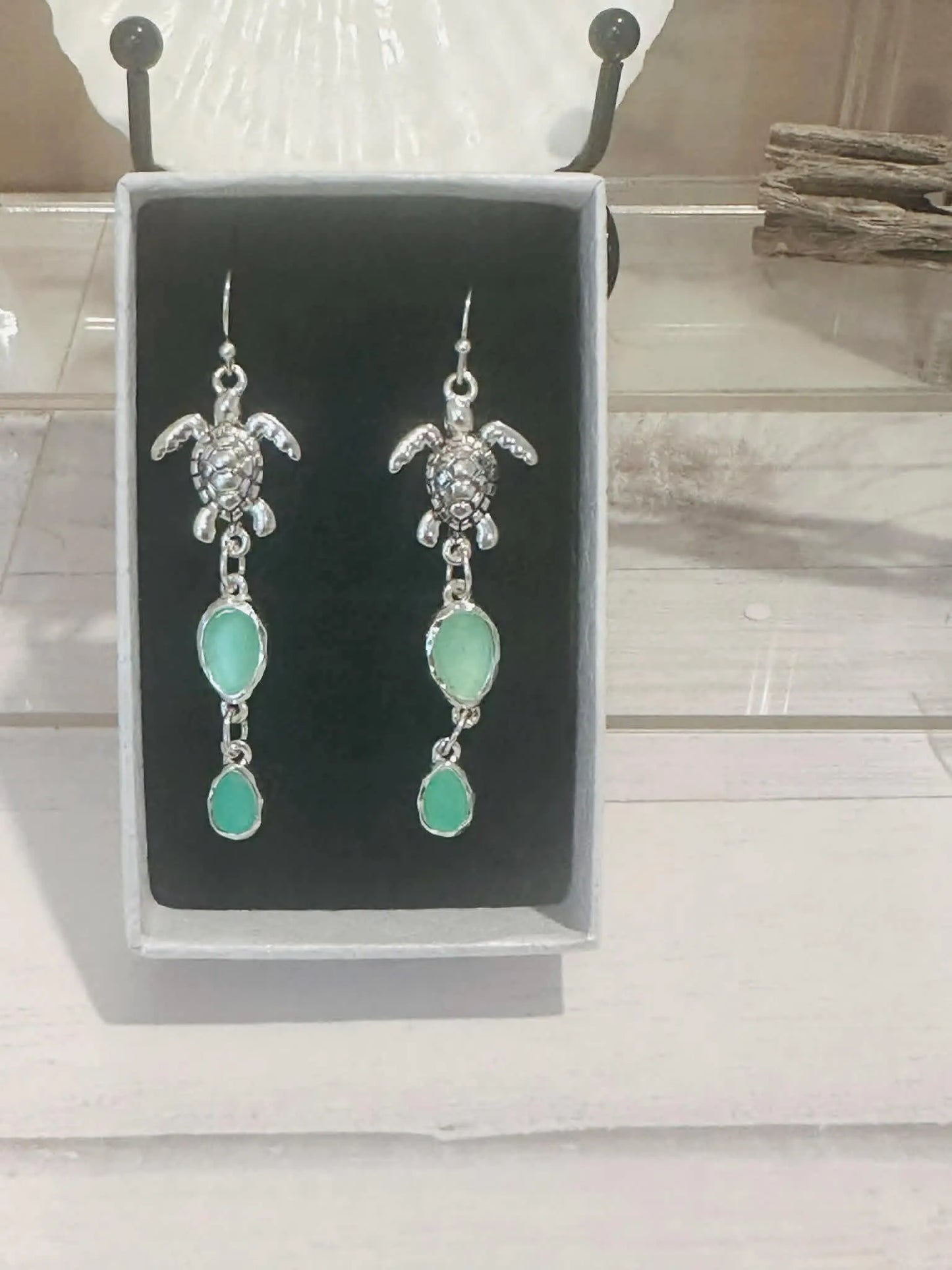 Sea Turtle Sea Glass Earrings