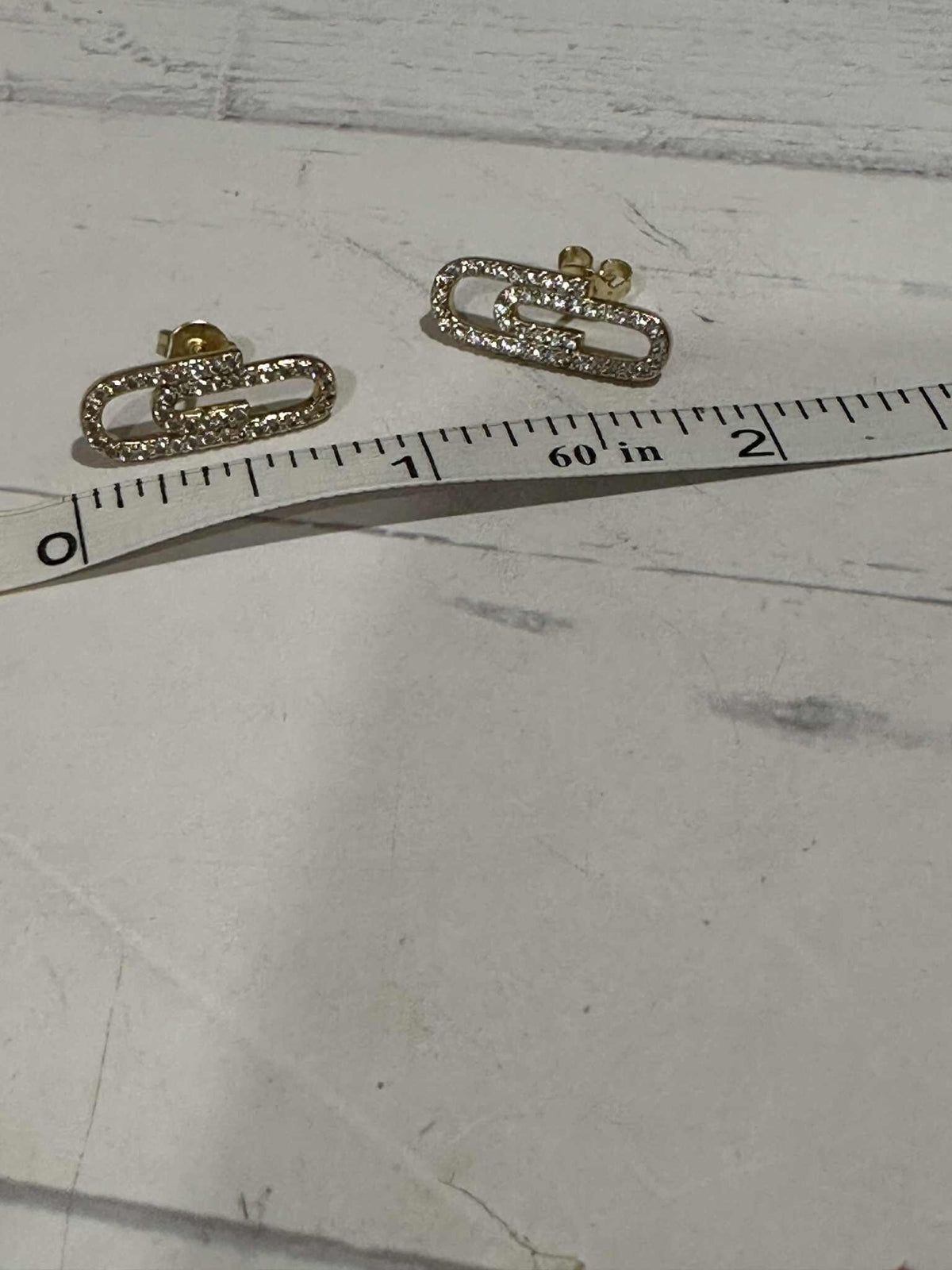 Rhinestone Paperclip Stud Earrings