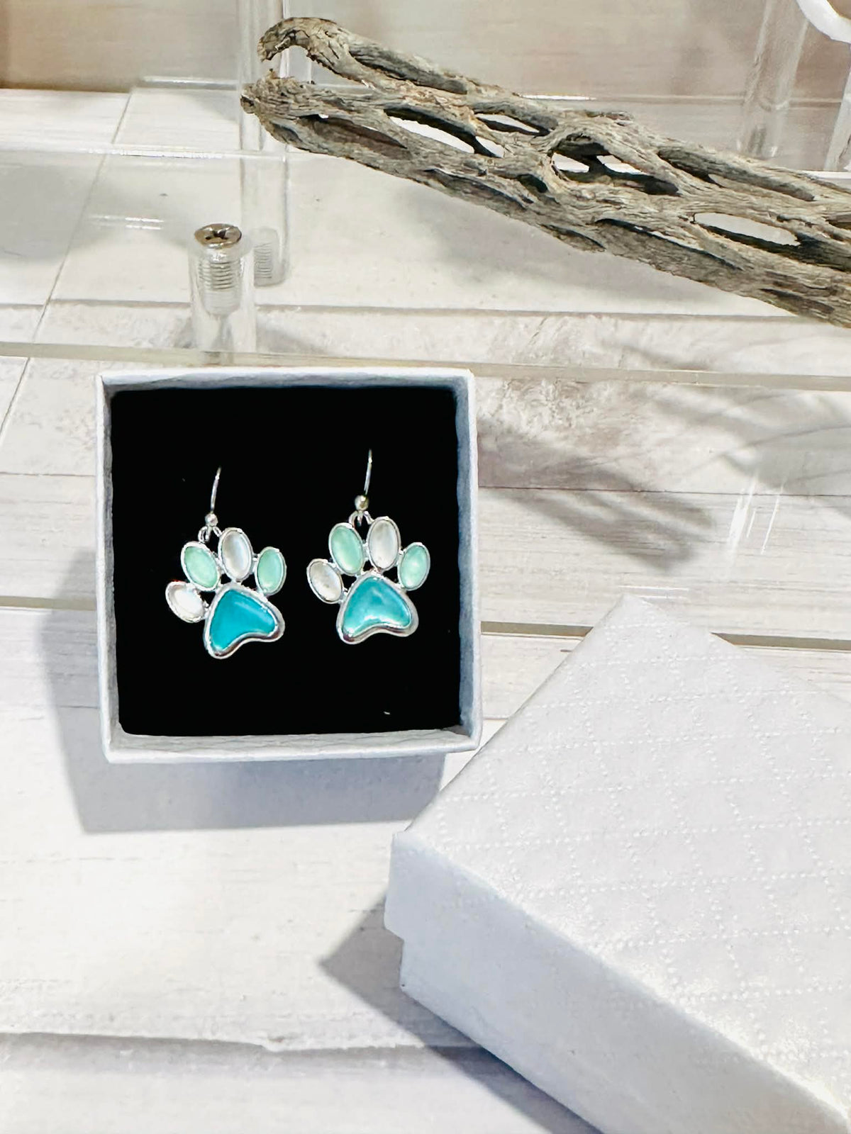 Seaglass Paw Earrings