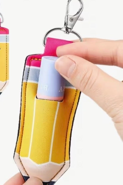 Pencil Lip Balm Holder Keychain Clip