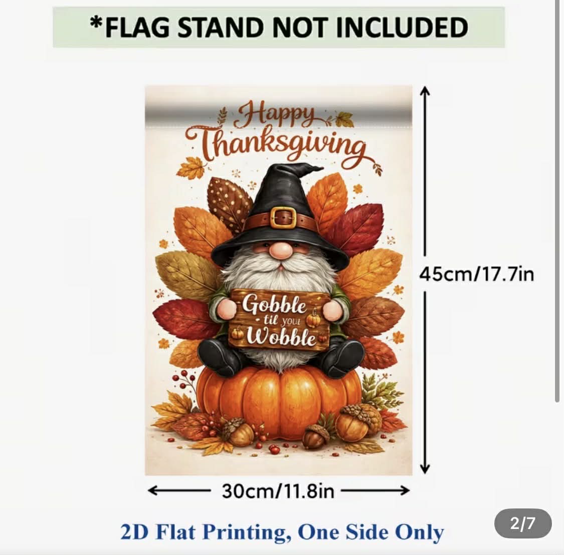 Happy Thanksgiving Gnome Garden Flag