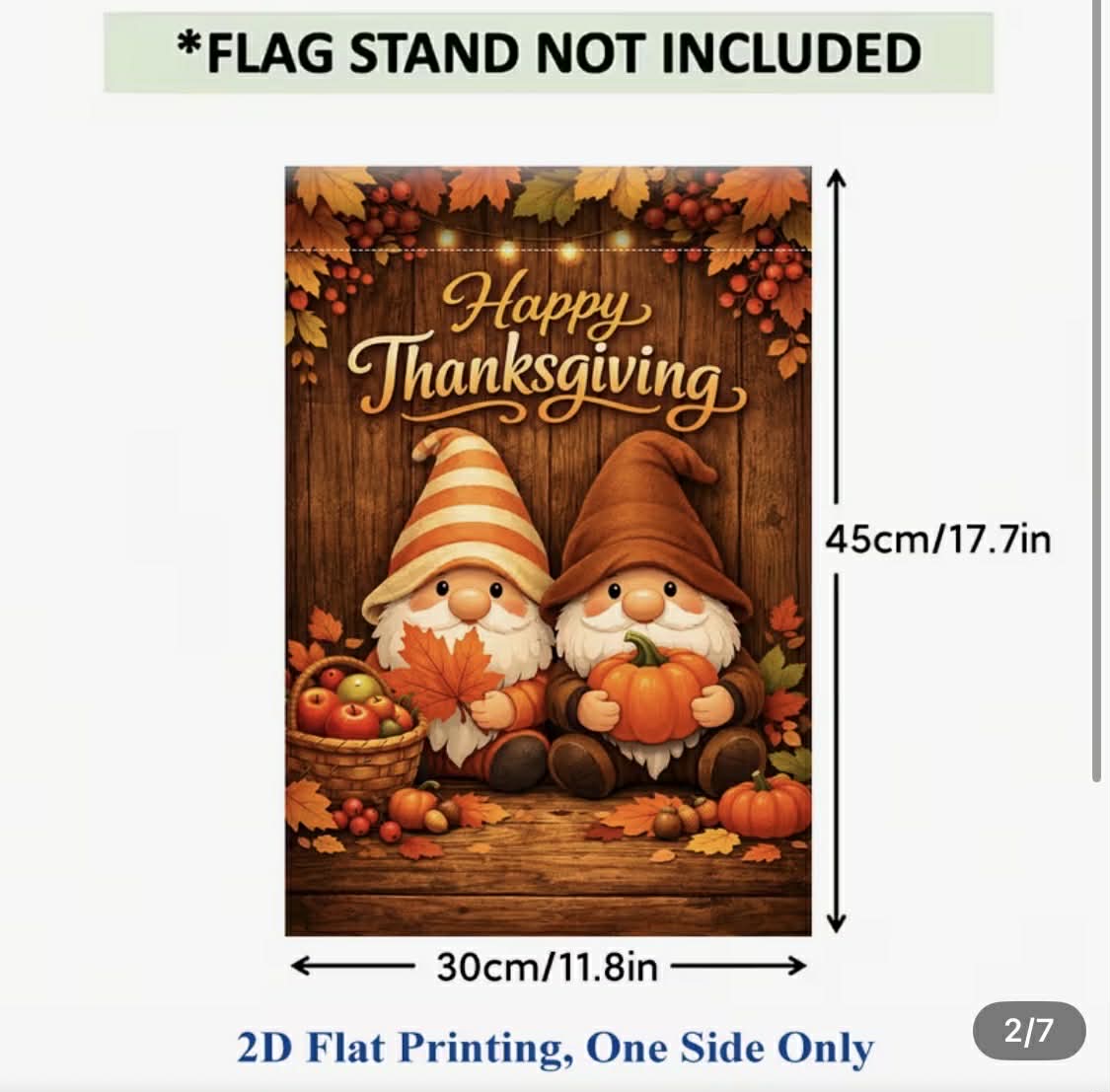 Happy Thanksgiving Gnome Garden Flag