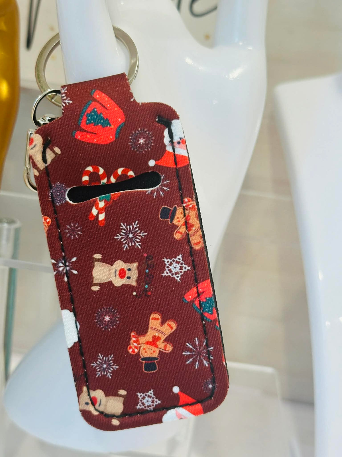 Christmas Lip Balm Holder Keychain Clips