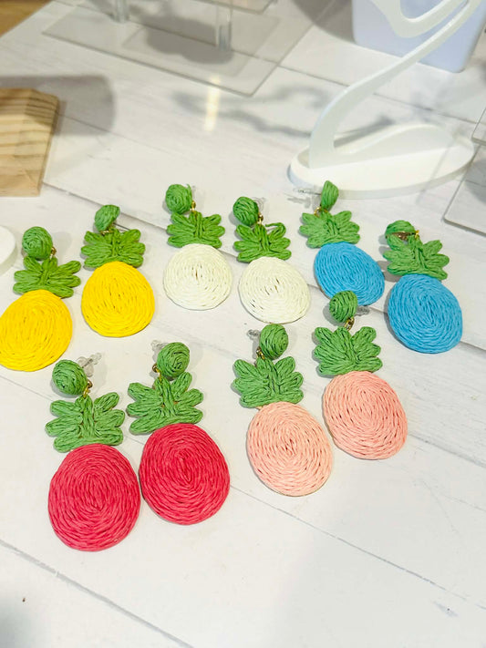 Raffia Pineapple Earrings