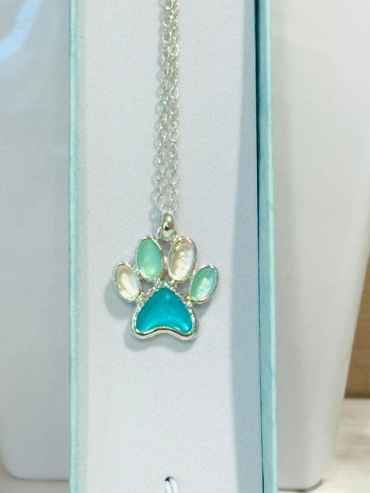 Sea Glass Paw Necklace