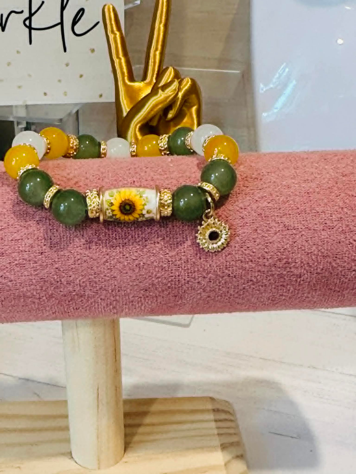Sunflower Crystal Bead Bracelet