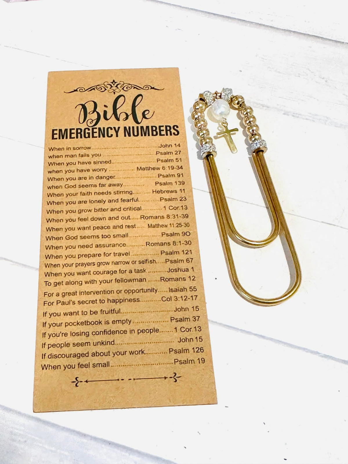 Bible Emergency  Numbers Jumbo Paperclip Bookmarks