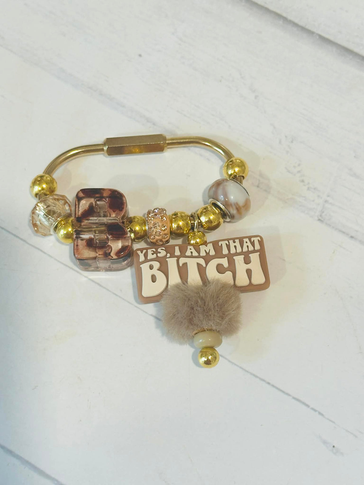 Yes i'm That Bitch Carabiner with Leopard Letter
