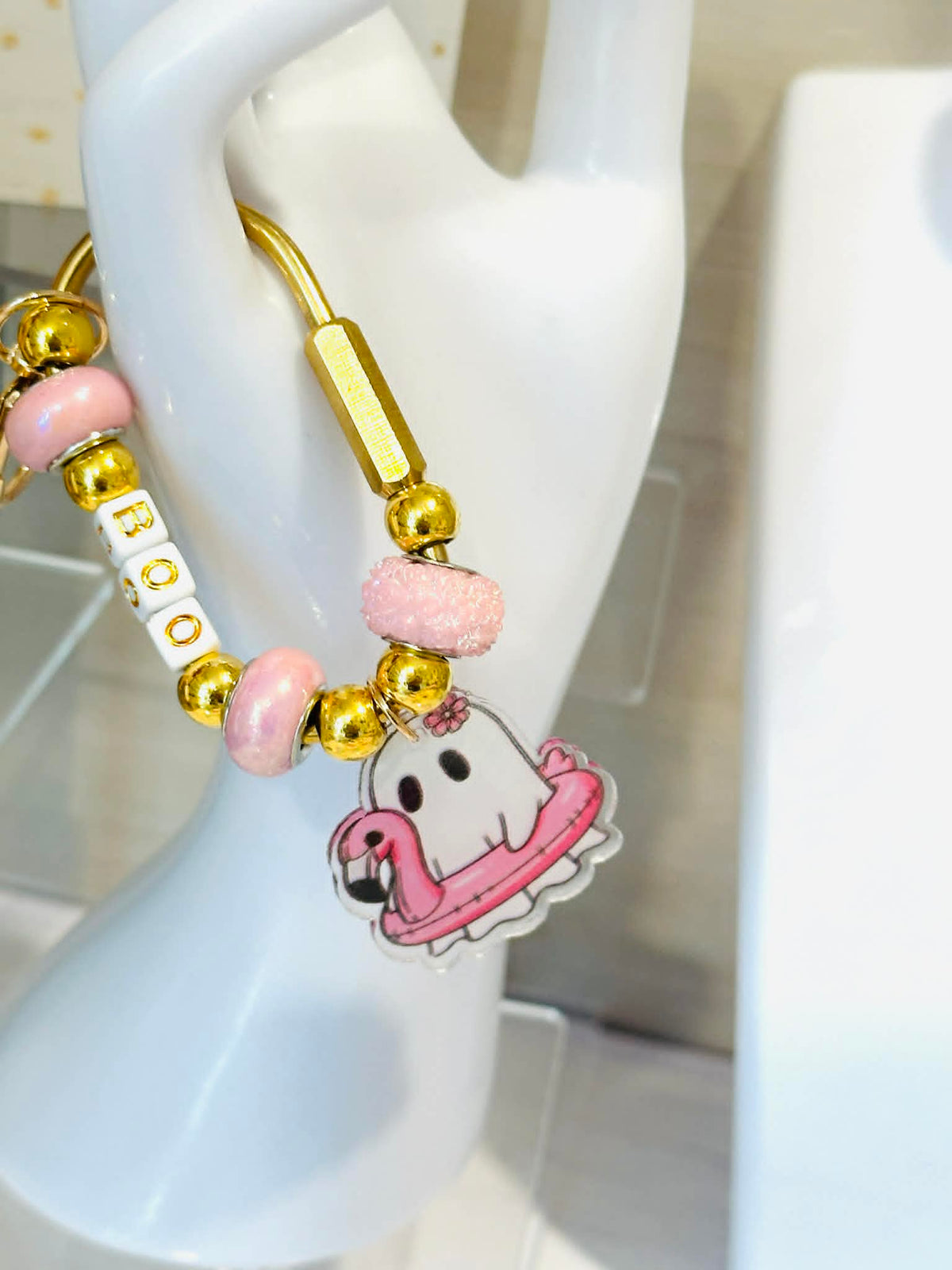 Boo Ghost/Flamingo Carabiner