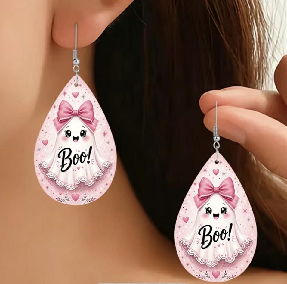 Pink Boo Ghost Earrings