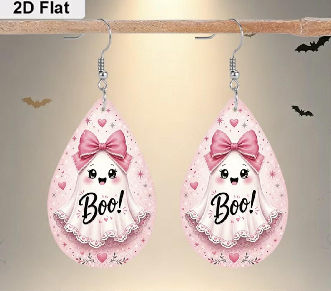 Pink Boo Ghost Earrings