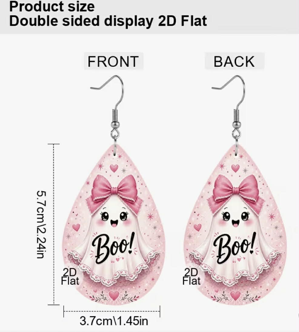 Pink Boo Ghost Earrings