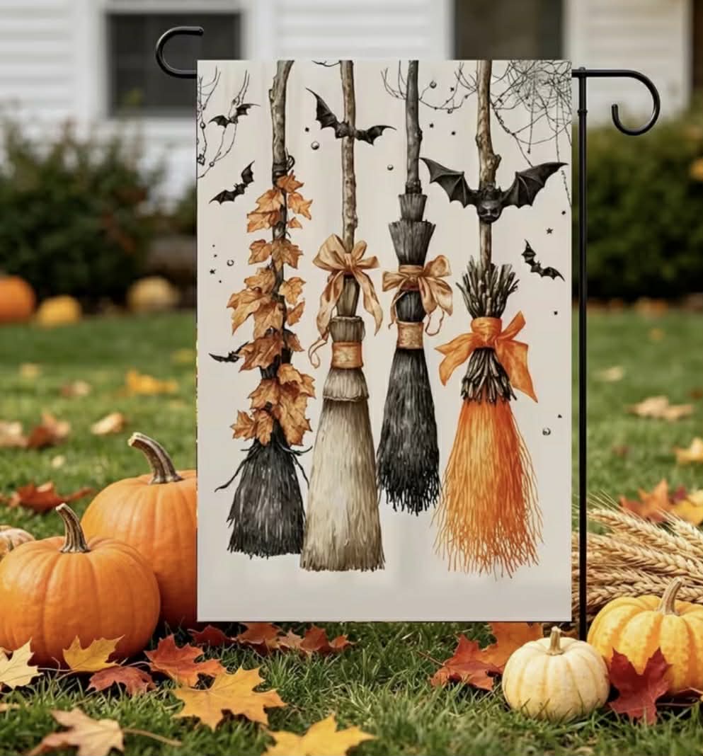 Halloween Broom Garden Flag