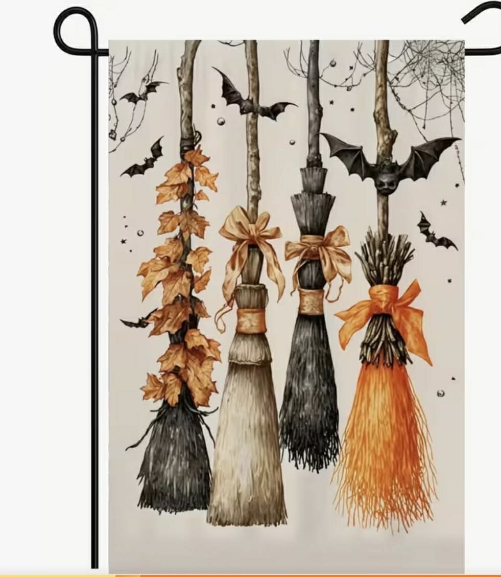 Halloween Broom Garden Flag