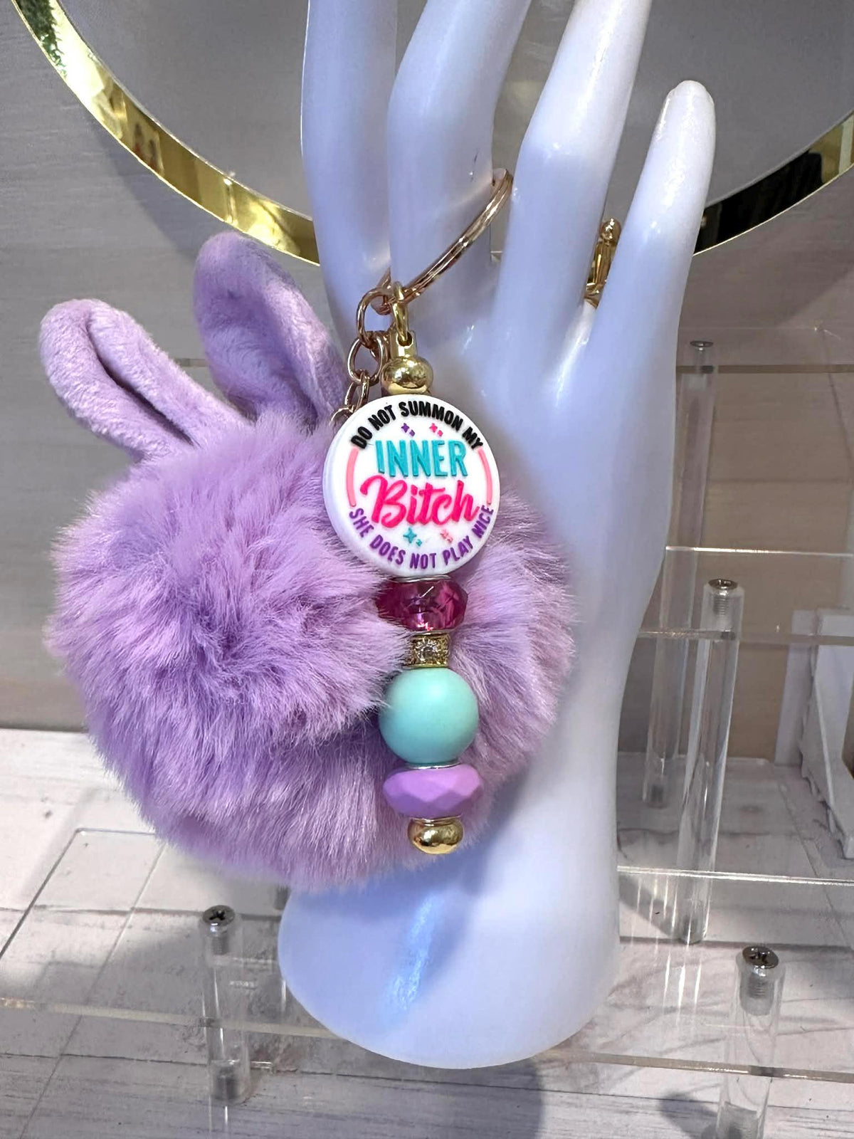 Bunny Ear Pom Pom Keychains