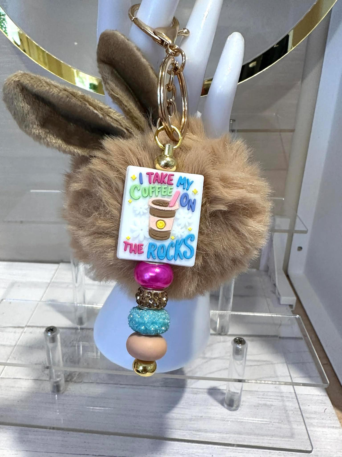 Bunny Ear Pom Pom Keychains