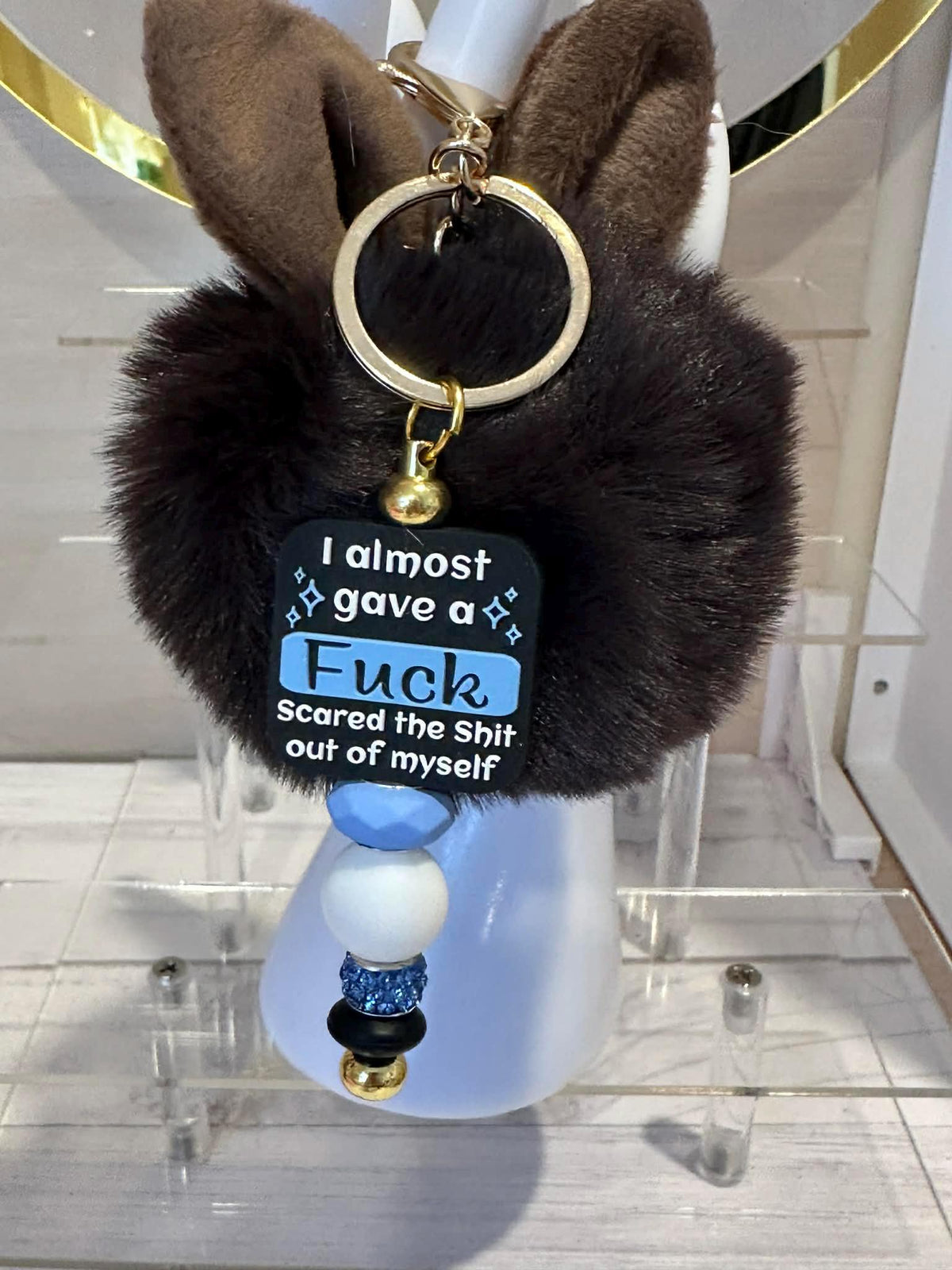 Bunny Ear Pom Pom Keychains