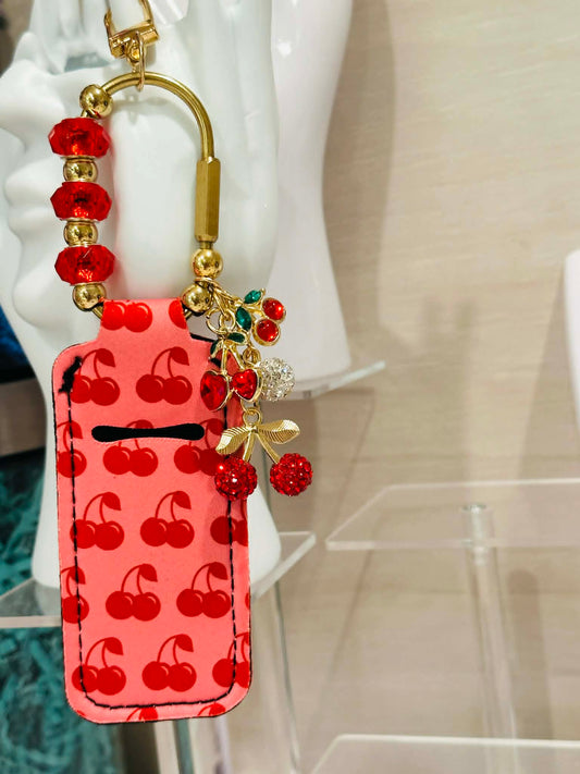 Cherry Lip Balm Holder carabiner