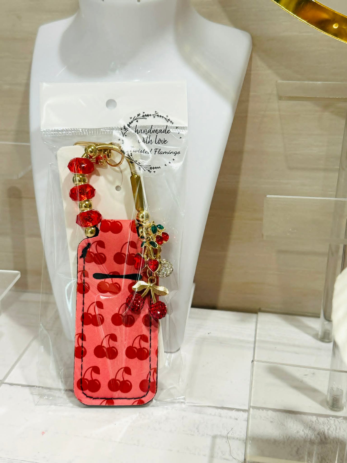 Cherry Lip Balm Holder carabiner