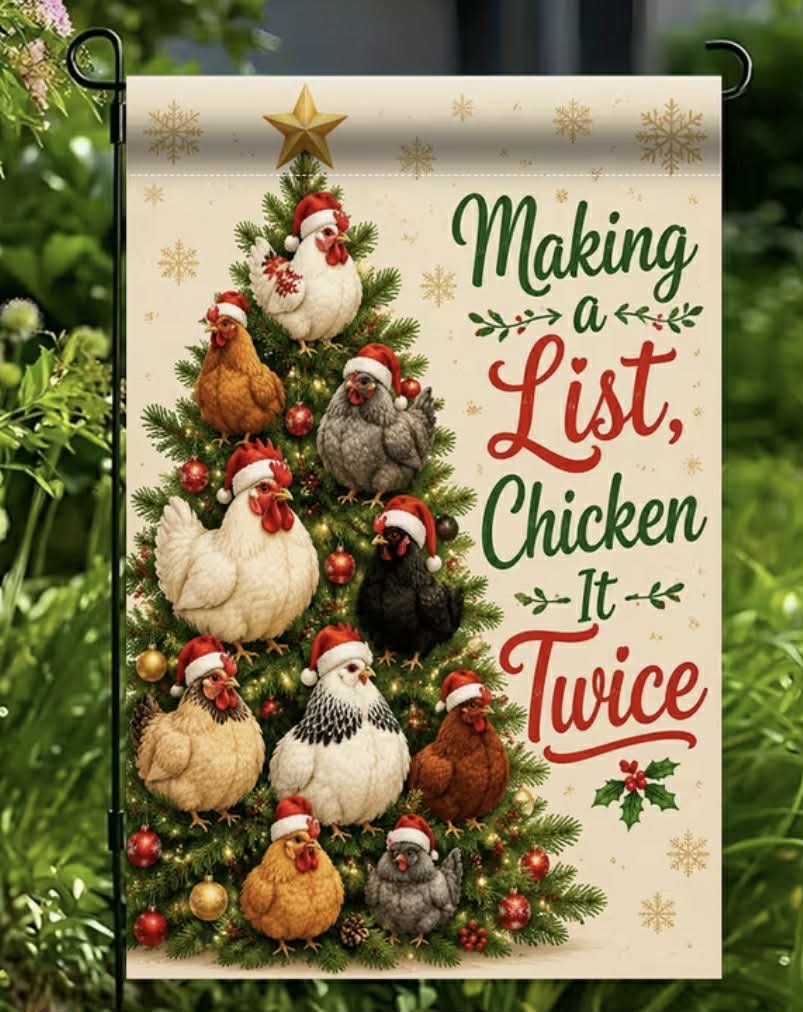 Chicken Christmas Garden Flag