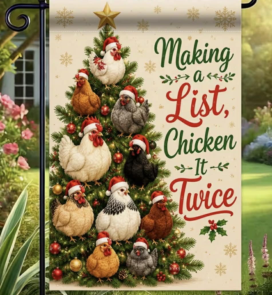 Chicken Christmas Garden Flag