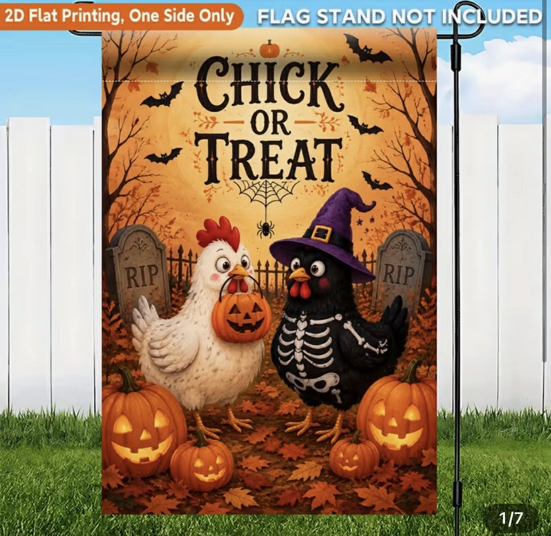 Chick or Treat Halloween Garden Flag
