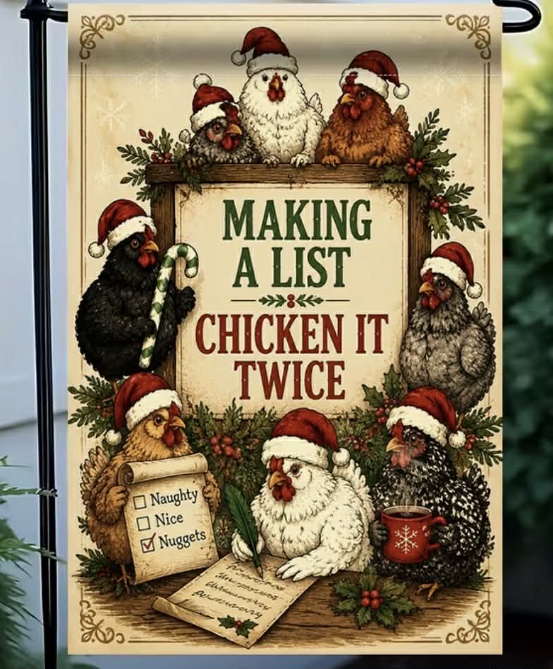 Chicken Holiday Garden Flag