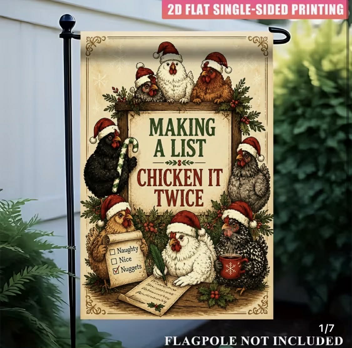 Chicken Holiday Garden Flag
