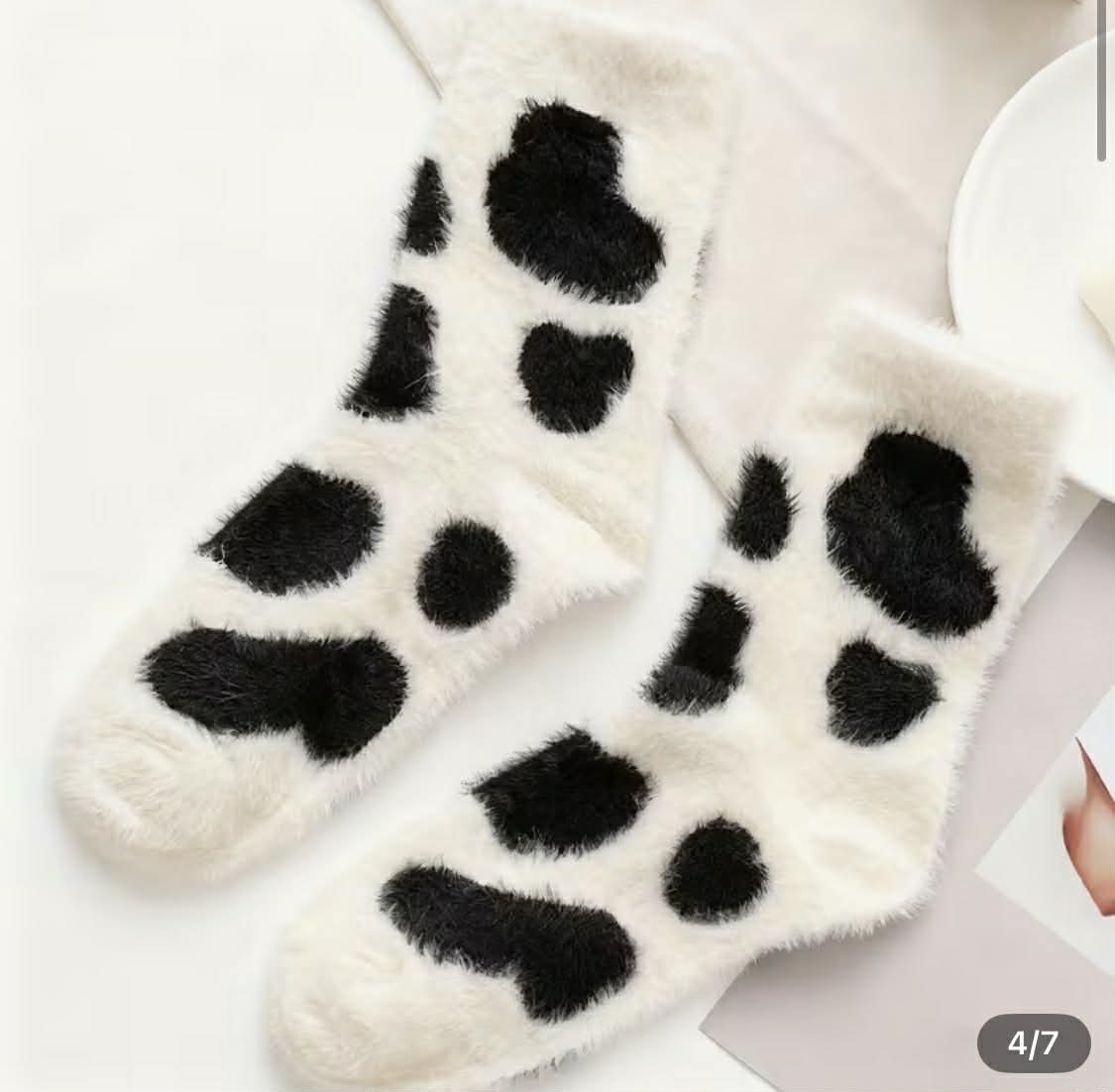 Cozy Furry Cow Socks