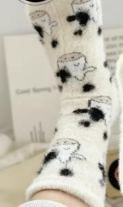 Cozy Furry Cow Socks