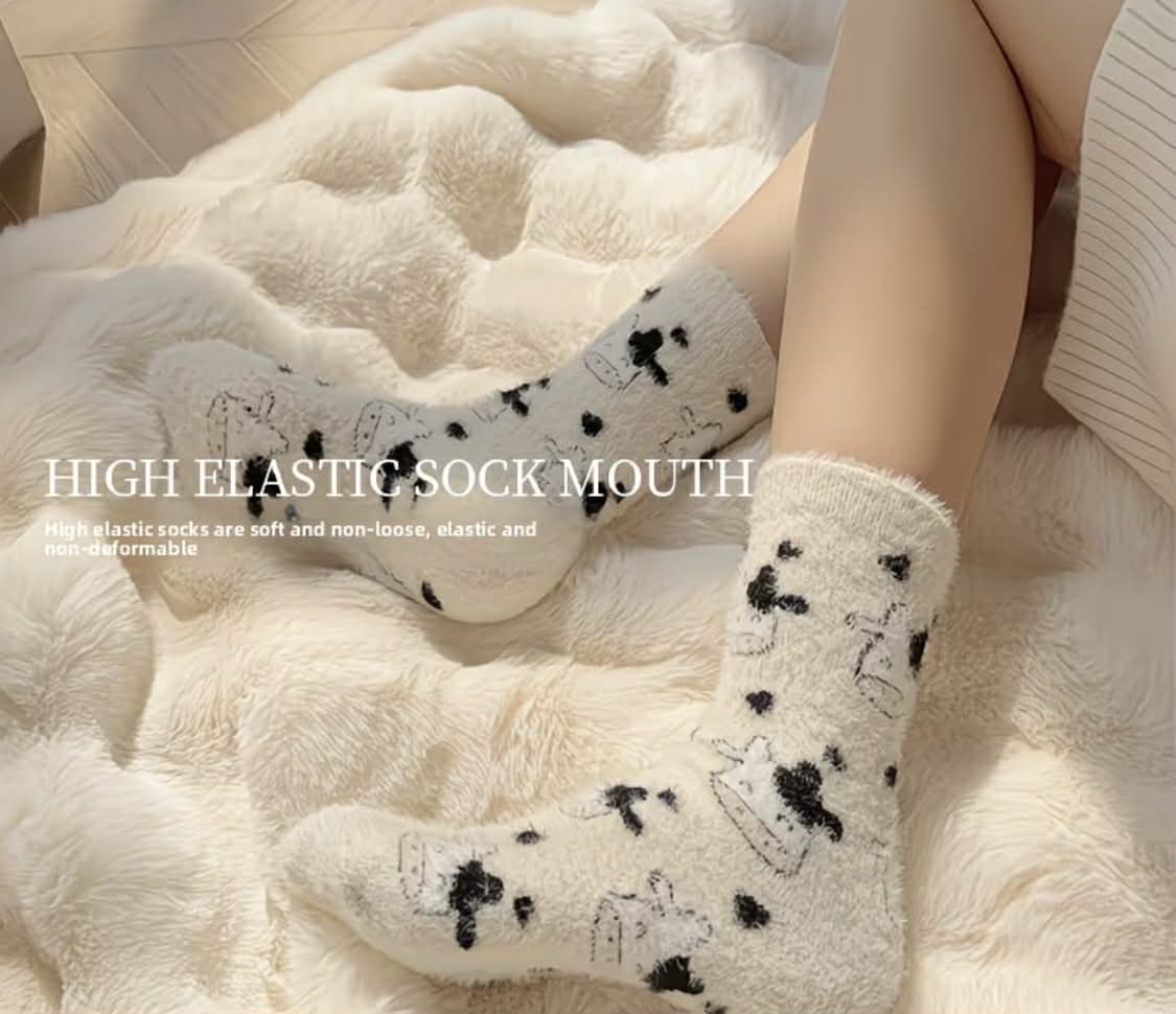 Cozy Furry Cow Socks