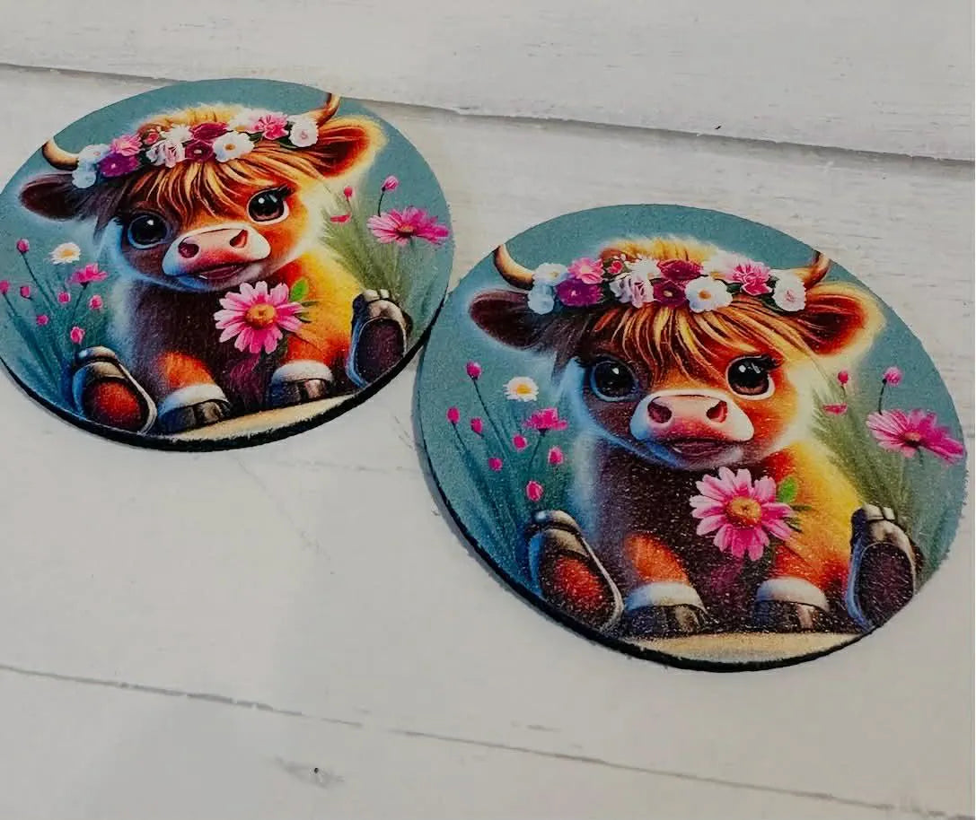 Highland Cow Car Coasters