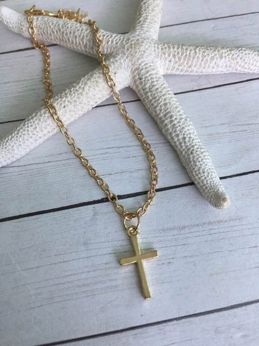 Gold Cross Anklet